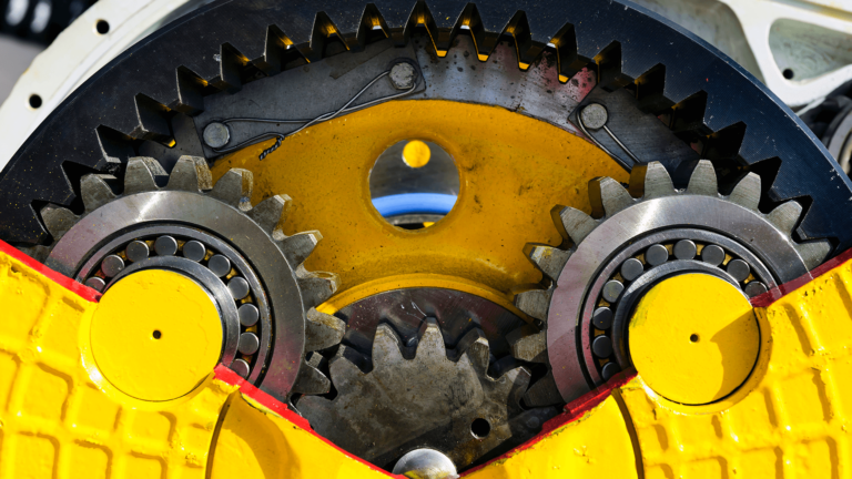 Internal view of dozer gears and bearings